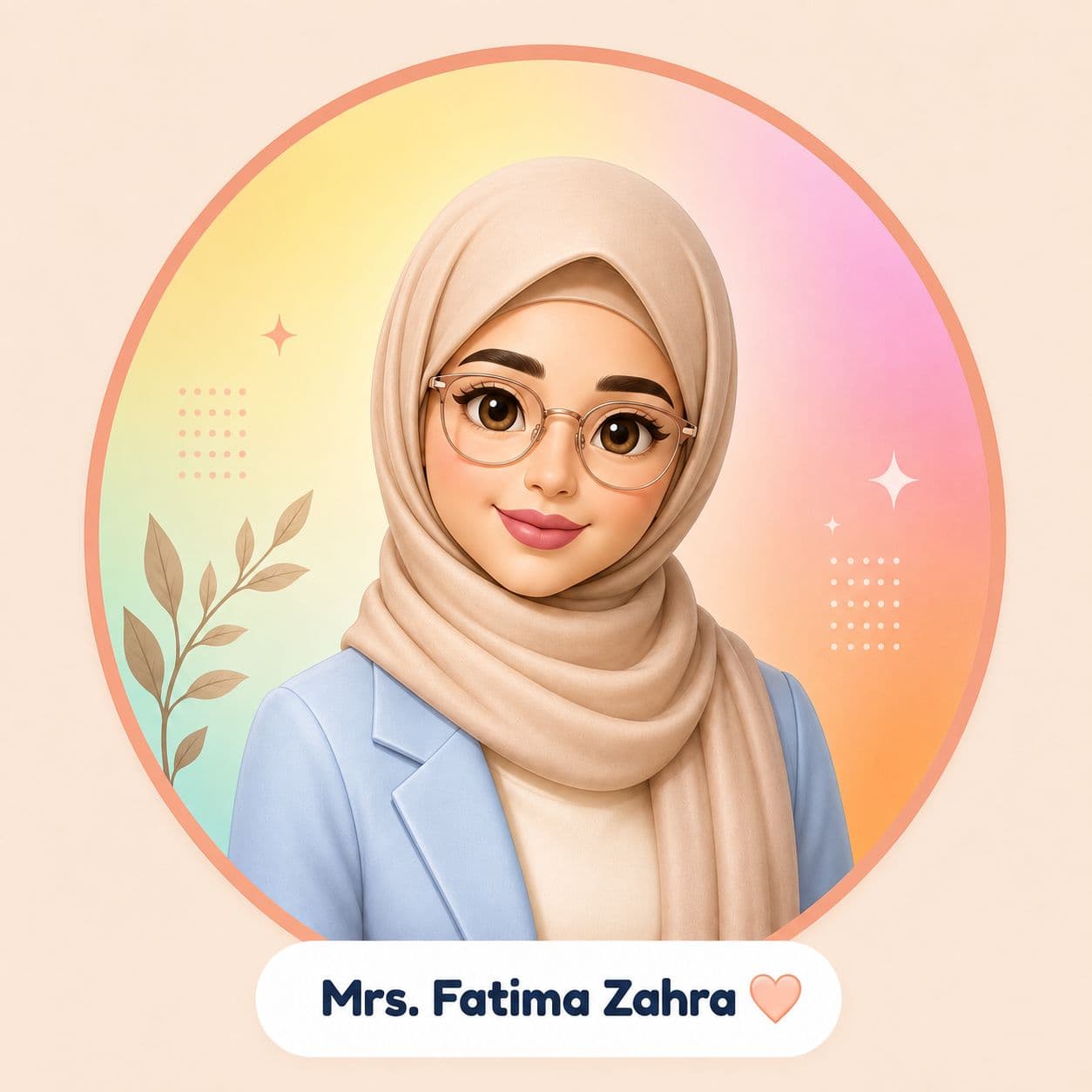Portrait of Mrs. Fatima Zahra, the middle-school English teacher
